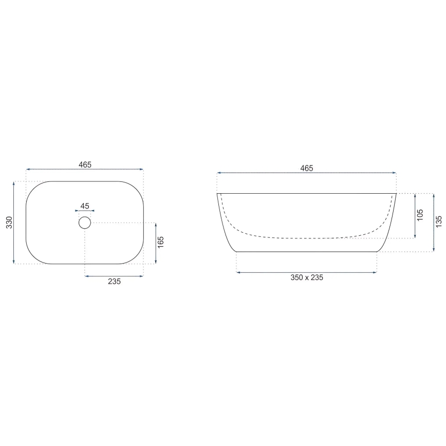REA-U4000 - Nadgradni umivaonik BELINDA 33x46,5 cm keramika/imitacija kamena