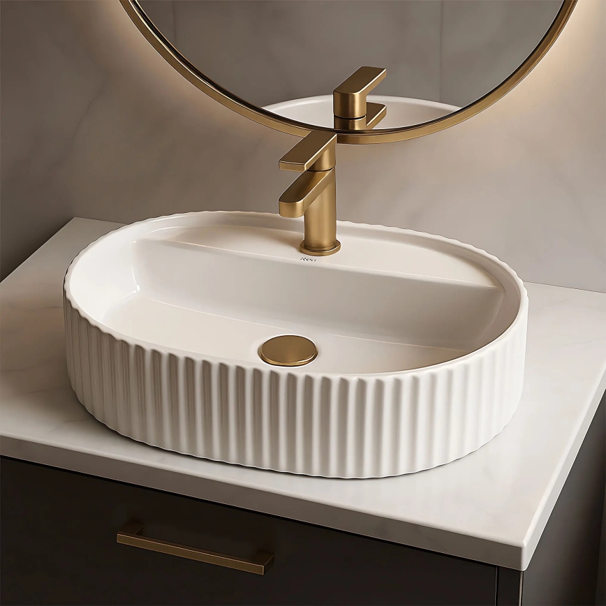 REA-U4003 - Nadgradni umivaonik MARCELA 35,5x50 cm keramika/sjajna bijela