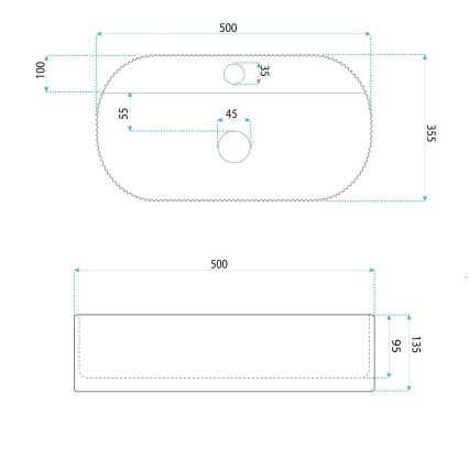 REA-U4003 - Nadgradni umivaonik MARCELA 35,5x50 cm keramika/sjajna bijela