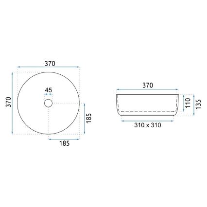 REA-U4566 - Umivaonik na ploču SAMI Ø 37 cm keramika/matna narančasta