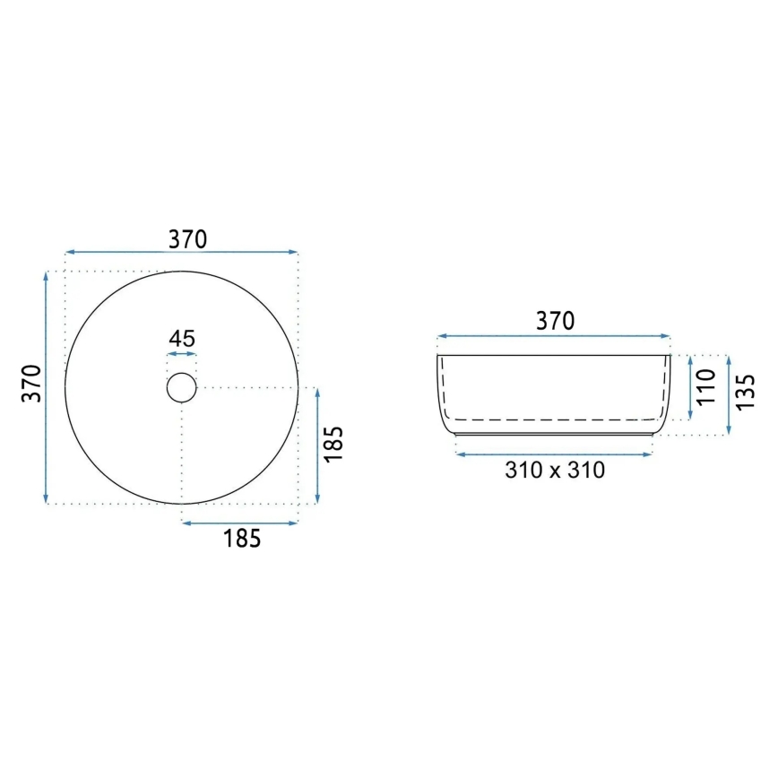 REA-U4566 - Umivaonik na ploču SAMI Ø 37 cm keramika/matna narančasta