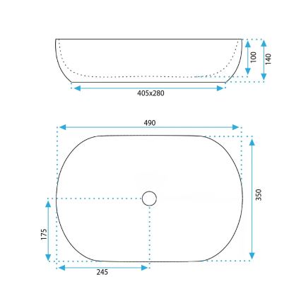 REA-U4591 - Nadgradni umivaonik LISA 35x49 cm, keramika / sjajna krem boja
