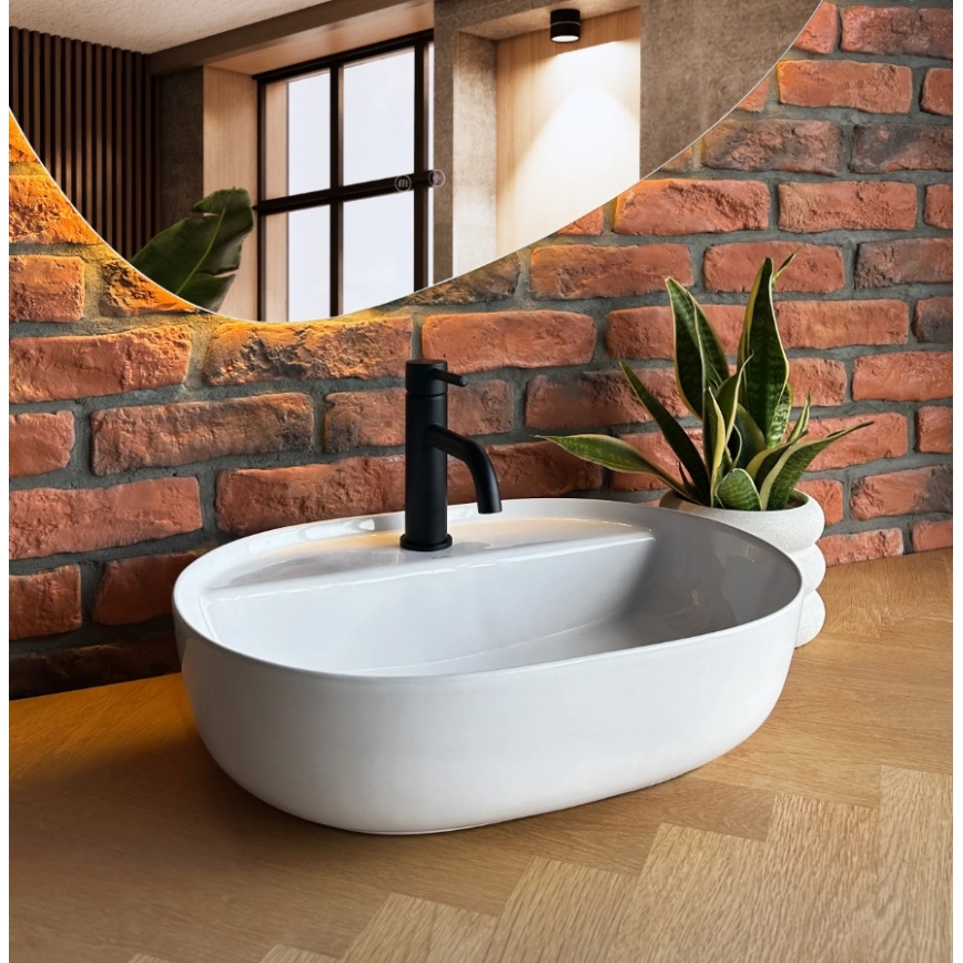 REA-U4620 - Umivaonik na ploču AURA 38,5x50,5 cm keramika/sjajna bijela