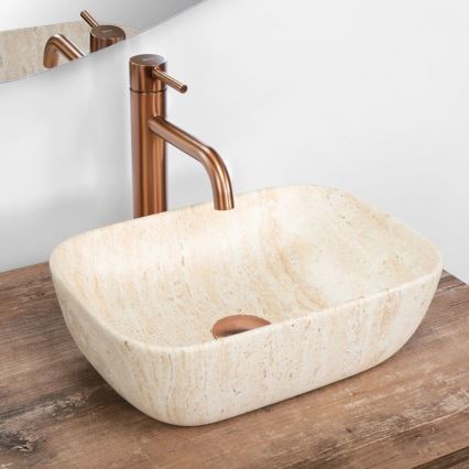 REA-U4700 - Umivaonik na ploču BELINDA 25x36 cm keramika/bež/imitacija kamena