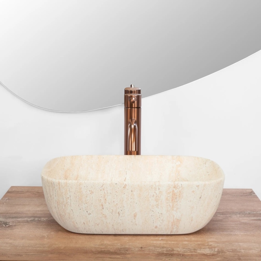 REA-U4700 - Umivaonik na ploču BELINDA 25x36 cm keramika/bež/imitacija kamena