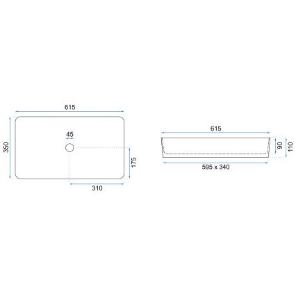 REA-U4800 - Nadpultni umivaonik DENIS 35x61,5 cm keramika/sjajna bijela