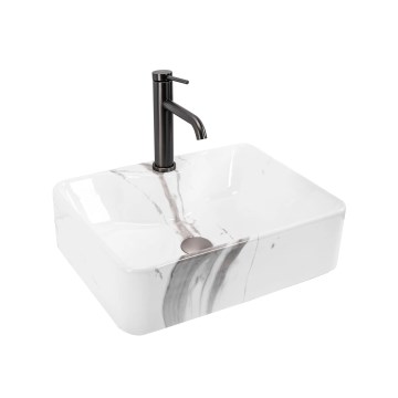 REA-U5052 - Nadgradni umivaonik KELLY 38x49 cm keramika/bijela/mramorni dekor