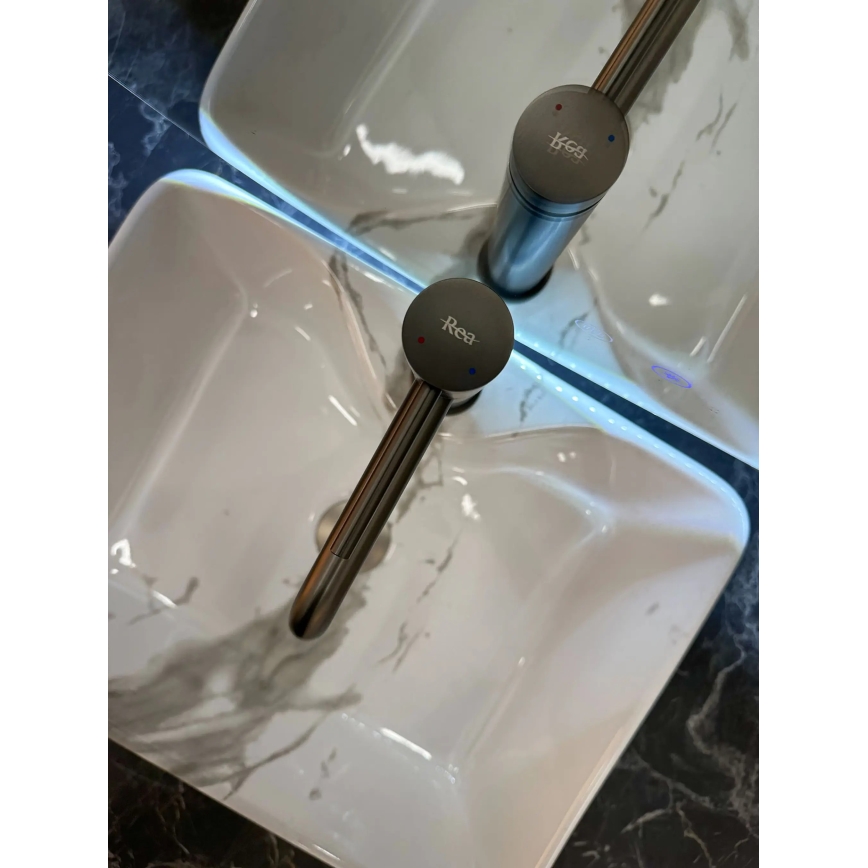 REA-U5052 - Nadgradni umivaonik KELLY 38x49 cm keramika/bijela/mramorni dekor