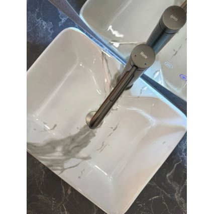 REA-U5052 - Nadgradni umivaonik KELLY 38x49 cm keramika/bijela/mramorni dekor