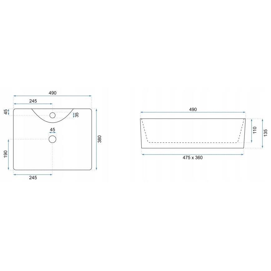 REA-U5052 - Nadgradni umivaonik KELLY 38x49 cm keramika/bijela/mramorni dekor