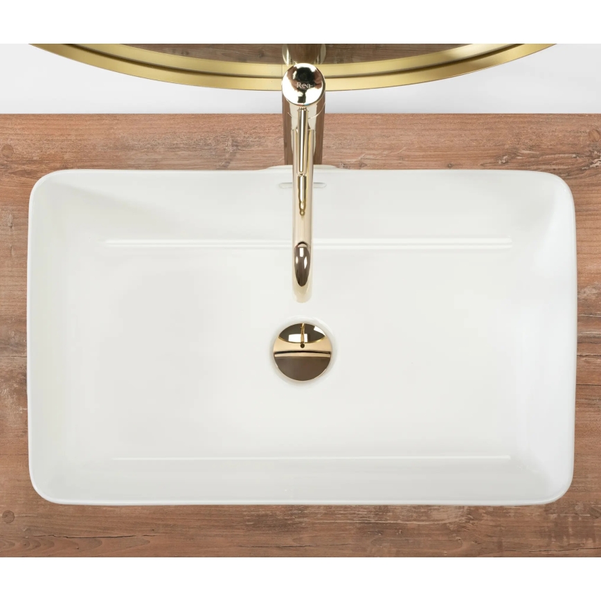 REA-U5055 - Umivaonik na ploču BERTA 35,5x56 cm keramika/sjajna bijela