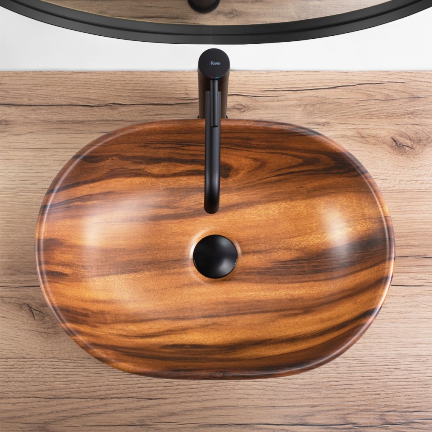 REA-U5060 - Umivaonik za radnu ploču AMELIA 34,5x48 cm keramika/drveni dekor