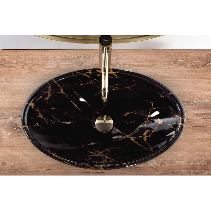 REA-U5067 - Nadgradni umivaonik PAMELA 33x53 cm keramika/crna/imitacija kamena