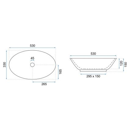 REA-U5067 - Nadgradni umivaonik PAMELA 33x53 cm keramika/crna/imitacija kamena