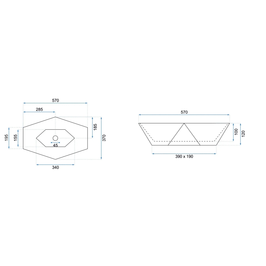REA-U5602 - Nadgradni umivaonik VEGAS 37x57 cm keramika/imitacija kamena