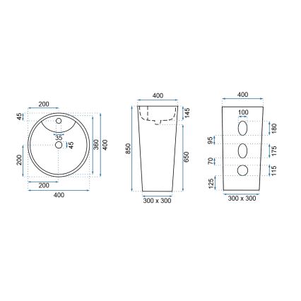 REA-U5635 - Samostojeći umivaonik BLANKA 85x40 cm keramika/sjajna bijela