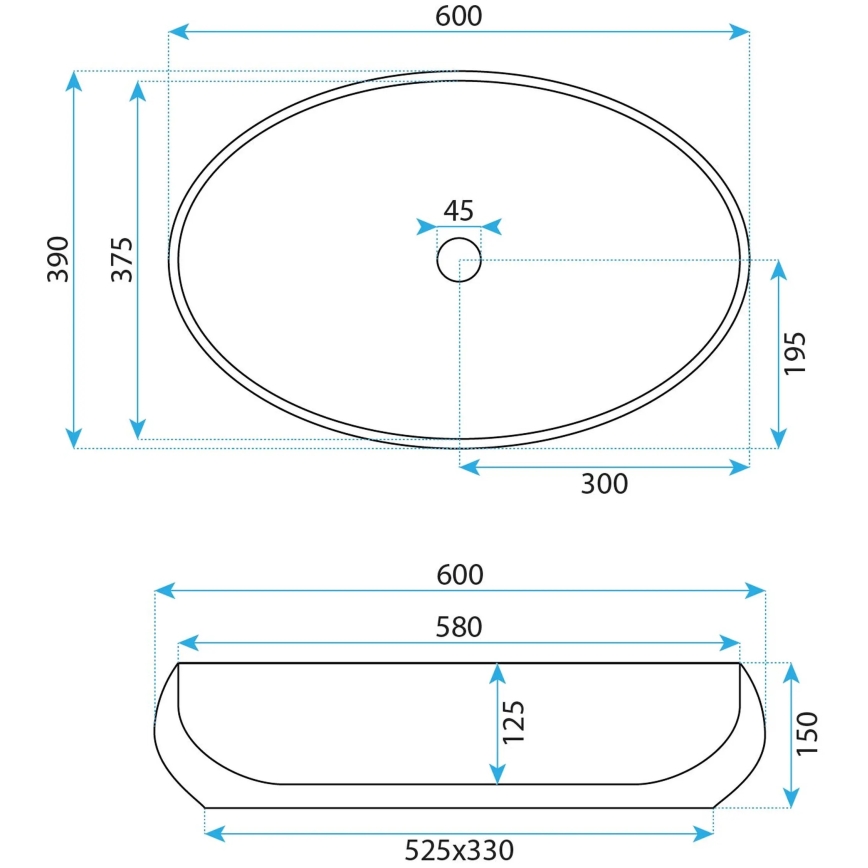 REA-U5660 - Nadgradni umivaonik MAYA 39x60 cm keramika/sjajna bijela