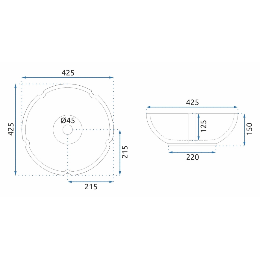 REA-U5666 - Nadgradni umivaonik VIVIEN, promjer 42,5 cm, keramika/ornamentalni uzor