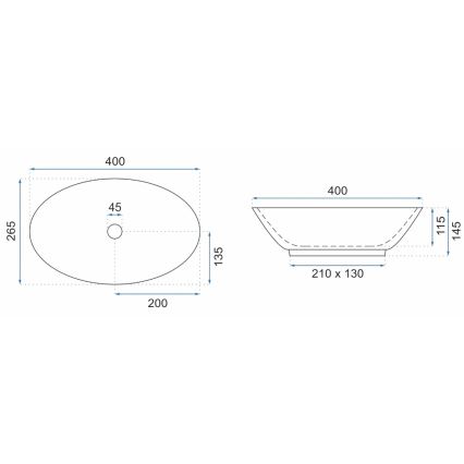 REA-U5804 - Nadgradni umivaonik PAMELA MINI 26,5x40 cm keramika/sjajna bijela