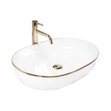 REA-U6211 - Umivaonik na ploču CLEO 41x60,5 cm keramika/bijela/zlatna