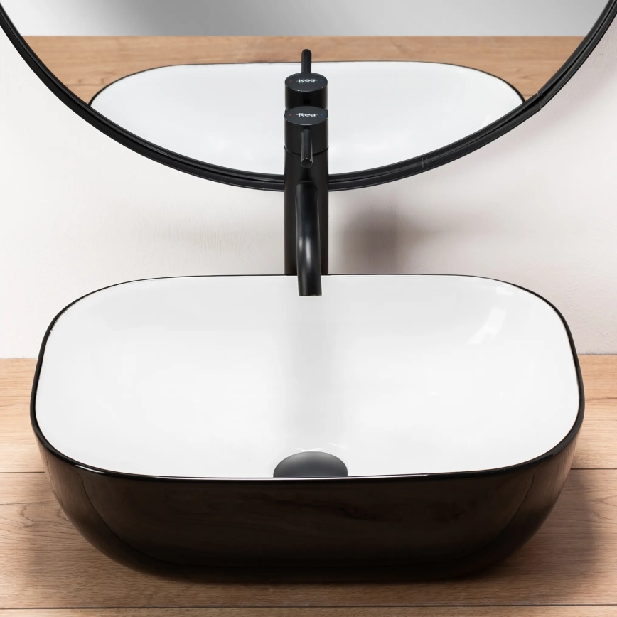 REA-U6332 - Nadgradni umivaonik BELINDA 33x46,5 cm keramika/crna/bijela