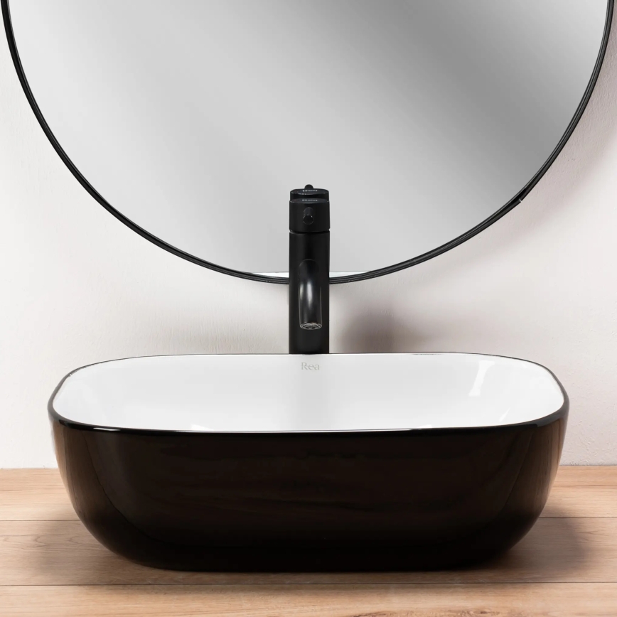 REA-U6332 - Nadgradni umivaonik BELINDA 33x46,5 cm keramika/crna/bijela