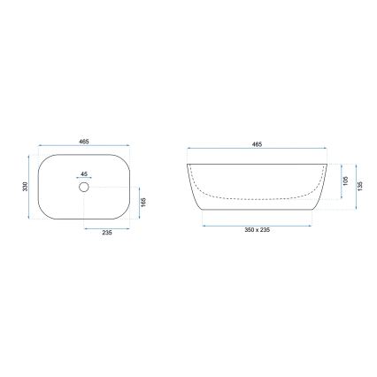 REA-U6332 - Nadgradni umivaonik BELINDA 33x46,5 cm keramika/crna/bijela