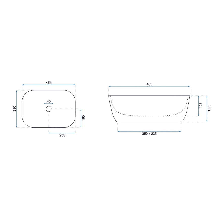 REA-U6332 - Nadgradni umivaonik BELINDA 33x46,5 cm keramika/crna/bijela