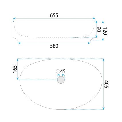 REA-U6371 - Nadgradni umivaonik JOANA 40,5x65,5 cm keramika/sjajna bijela