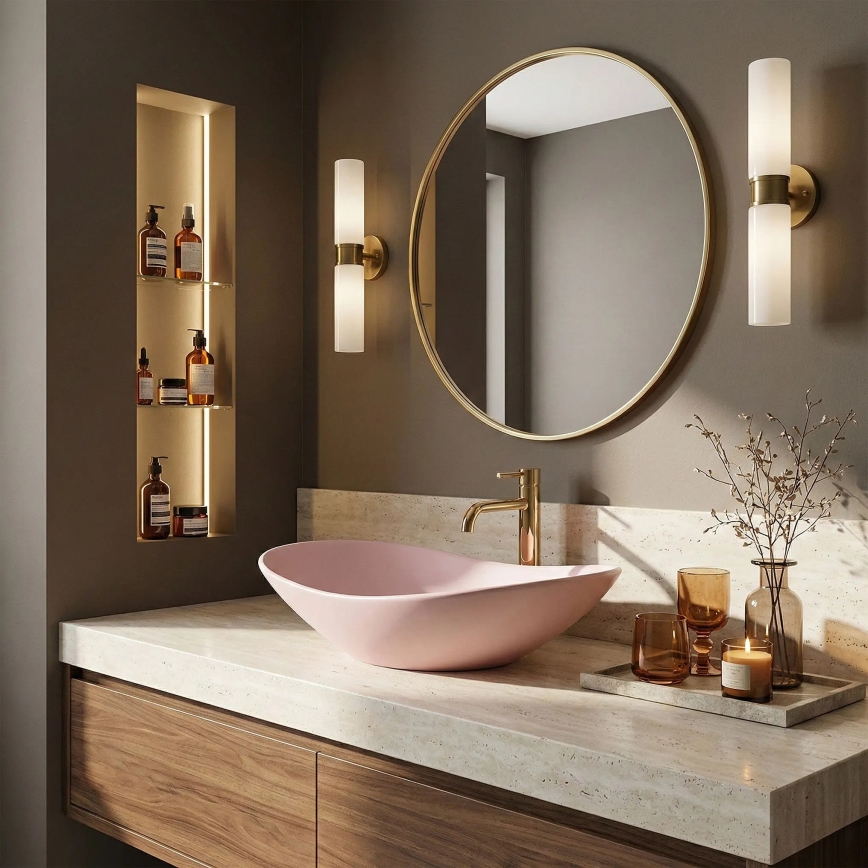 REA-U6374 - Nadgradni umivaonik ROYAL 35,5x61,5 cm keramika/matna ružičasta