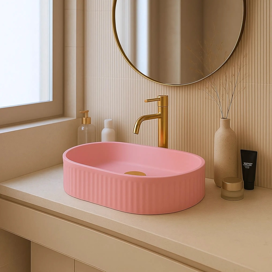 REA-U6376 - Nadgradni umivaonik VANDA 31x49 cm keramika/mat ružičasta
