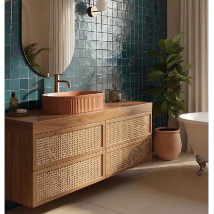 REA-U6377 - Umivaonik na ploču VANDA 31x49 cm keramika/narančasta