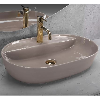 REA-U6381 - Umivaonik na ploču AURA 41x61 cm keramika/sjajna smeđa