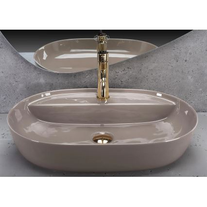 REA-U6381 - Umivaonik na ploču AURA 41x61 cm keramika/sjajna smeđa