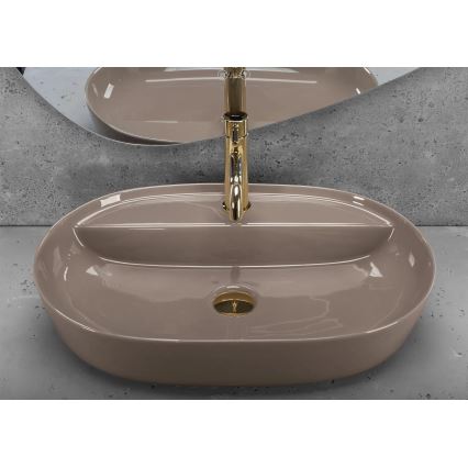 REA-U6381 - Umivaonik na ploču AURA 41x61 cm keramika/sjajna smeđa