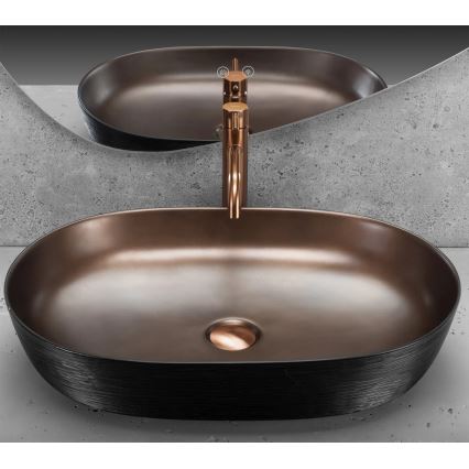 REA-U6383 - Umivaonik na ploču CLEO 41x60,5 cm keramika/crna/brušeni bakar
