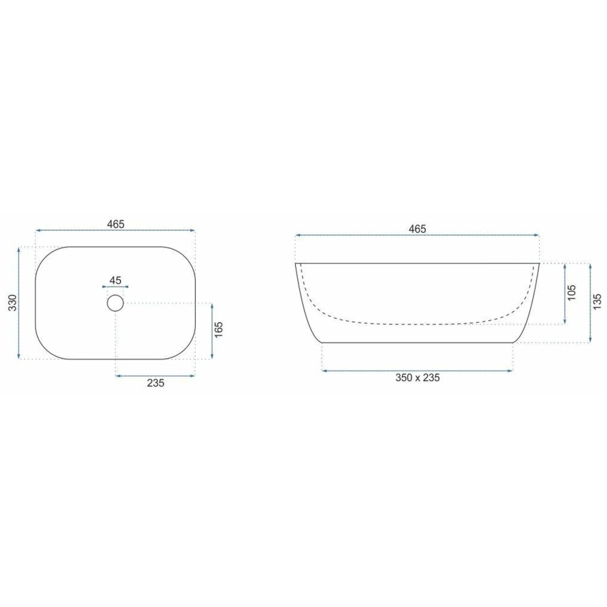 REA-U6384 - Umivaonik za ugradnju na ploču BELINDA 33x46,5 cm keramika/crna/smeđa
