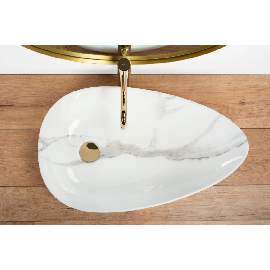 REA-U6501 - Nadgradni umivaonik GRETA 40x65,5 cm keramika/imitacija kamena