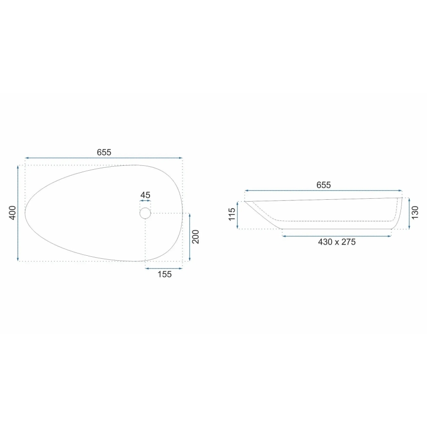 REA-U6501 - Nadgradni umivaonik GRETA 40x65,5 cm keramika/imitacija kamena