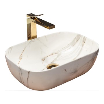 REA-U6596 - Nadgradni umivaonik BELINDA 33,5x46,5 cm keramika/dekor mramora
