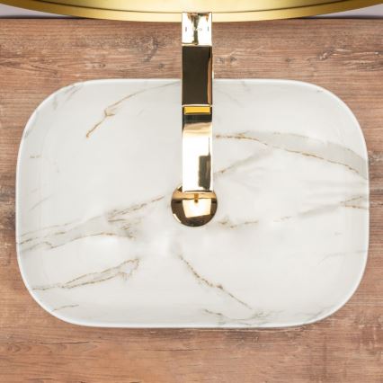 REA-U6596 - Nadgradni umivaonik BELINDA 33,5x46,5 cm keramika/dekor mramora