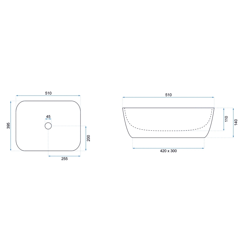 REA-U6616 - Nadgradni umivaonik FREJA 39,5x51 cm keramika/bijela