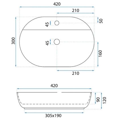 REA-U6617 - Umivaonik na ploču AURA 30x42 cm keramika/sjajna bijela
