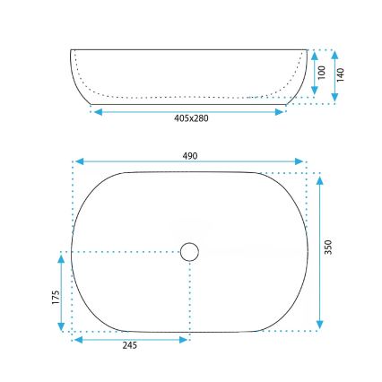 REA-U6620 - Nadgradni umivaonik LISA 35x49 cm keramika/sjajna plava