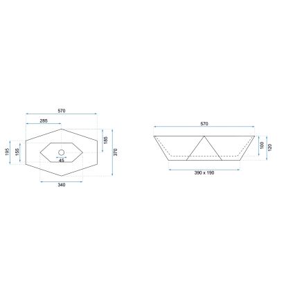 REA-U6643 - Nadgradni umivaonik VEGAS 37x57 cm keramika/sjajna bijela