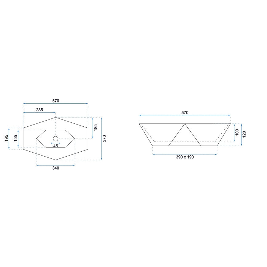 REA-U6643 - Nadgradni umivaonik VEGAS 37x57 cm keramika/sjajna bijela