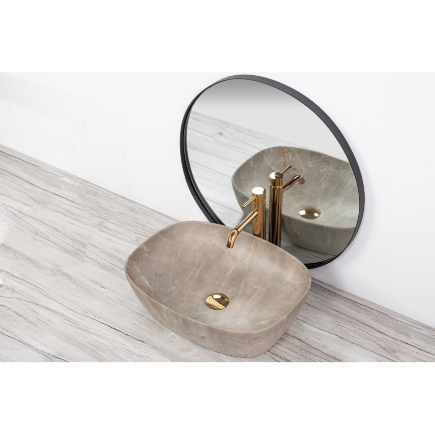 REA-U6647 - Umivaonik na ploču FREJA 39,5x51 cm keramika/siva/mramorni dekor