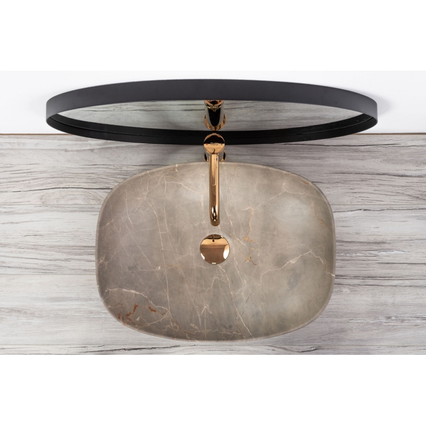 REA-U6647 - Umivaonik na ploču FREJA 39,5x51 cm keramika/siva/mramorni dekor