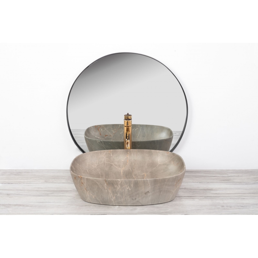 REA-U6647 - Umivaonik na ploču FREJA 39,5x51 cm keramika/siva/mramorni dekor