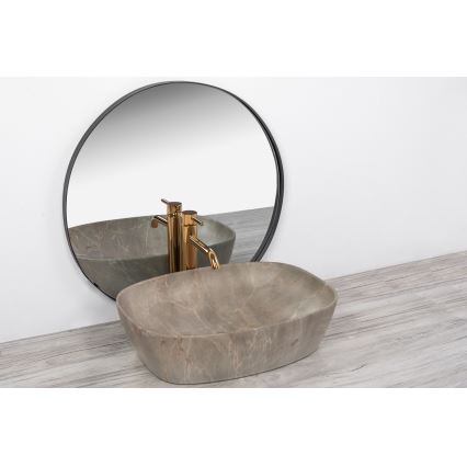 REA-U6647 - Umivaonik na ploču FREJA 39,5x51 cm keramika/siva/mramorni dekor